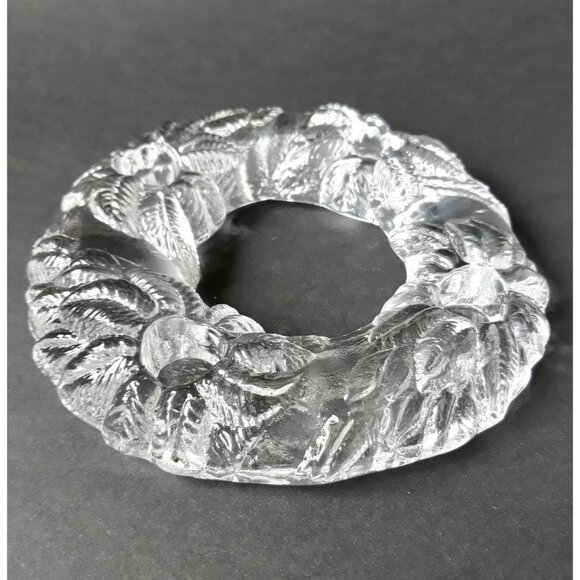 Vintage Nybro Of Sweden Glass Four-Taper Candle Holder Poinsettias Pattern - Picture 2 of 5